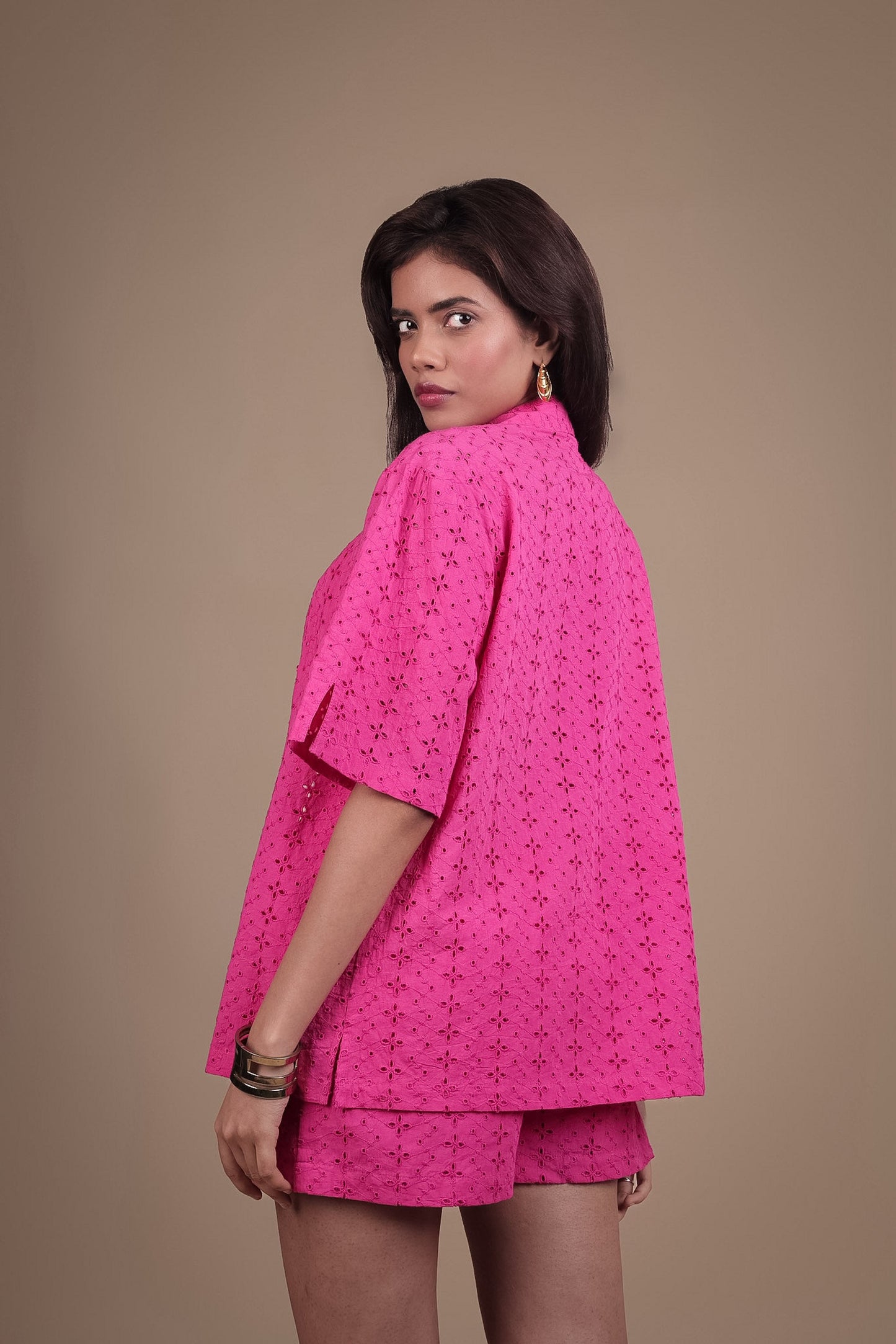 Pink Vale Shirt & Shorts with belt Set